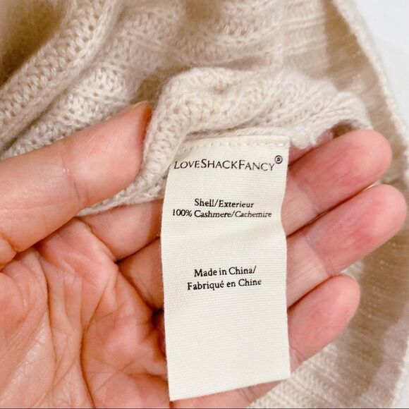 LoveShackFancy Potter 100% Cashmere Pullover - Oatmeal Size L - Picture 12 of 12